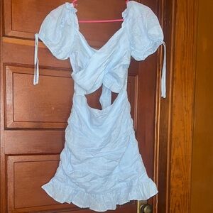 Light Blue Puff Sleeve Dress